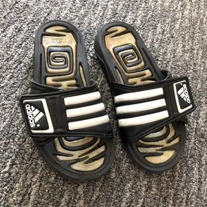 Retro vintage ADIDAS black & white sandals summer pool slides shoes size 6